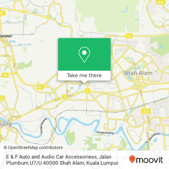 E & F Auto and Audio Car Accessoriess, Jalan Plumbum U7 / U 40000 Shah Alam map