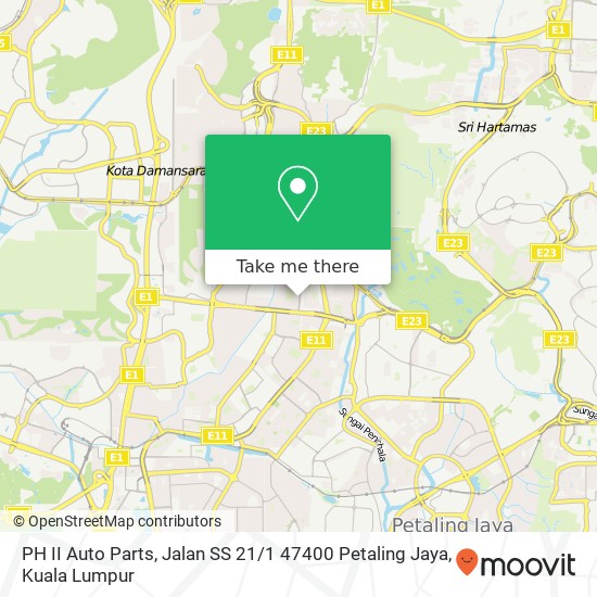 Peta PH II Auto Parts, Jalan SS 21 / 1 47400 Petaling Jaya