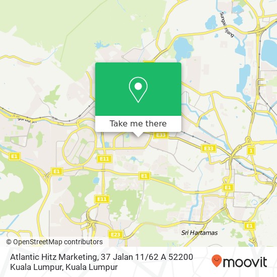 Peta Atlantic Hitz Marketing, 37 Jalan 11 / 62 A 52200 Kuala Lumpur