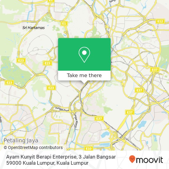 Peta Ayam Kunyit Berapi Enterprise, 3 Jalan Bangsar 59000 Kuala Lumpur