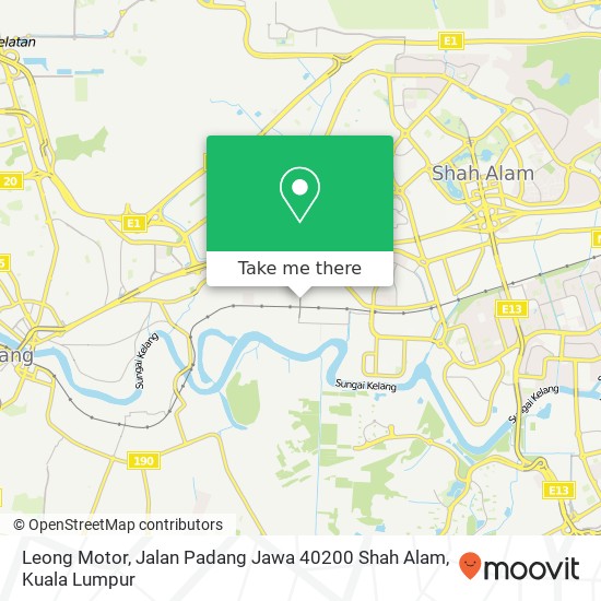 Peta Leong Motor, Jalan Padang Jawa 40200 Shah Alam