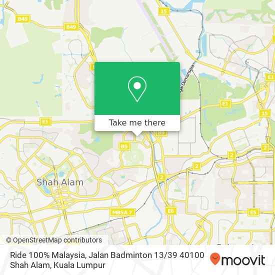 Ride 100% Malaysia, Jalan Badminton 13 / 39 40100 Shah Alam map