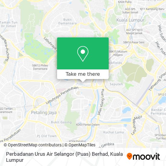 Peta Perbadanan Urus Air Selangor (Puas) Berhad