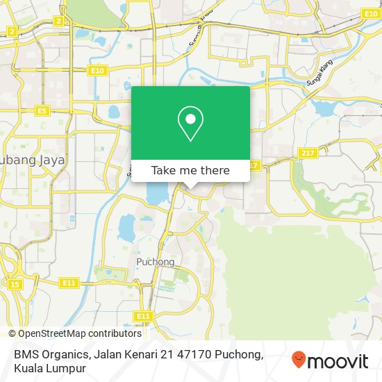 Peta BMS Organics, Jalan Kenari 21 47170 Puchong