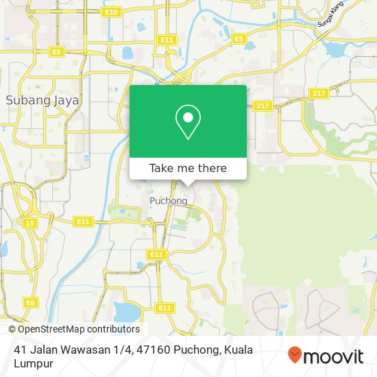 Peta 41 Jalan Wawasan 1 / 4, 47160 Puchong