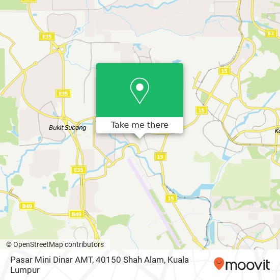 Peta Pasar Mini Dinar AMT, 40150 Shah Alam