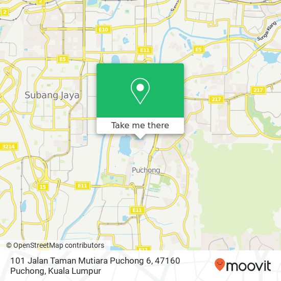 Peta 101 Jalan Taman Mutiara Puchong 6, 47160 Puchong