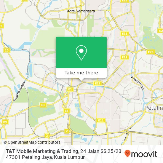 T&T Mobile Marketing & Trading, 24 Jalan SS 25 / 23 47301 Petaling Jaya map