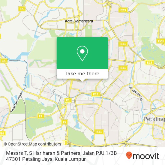 Peta Messrs T. S Hariharan & Partners, Jalan PJU 1 / 3B 47301 Petaling Jaya