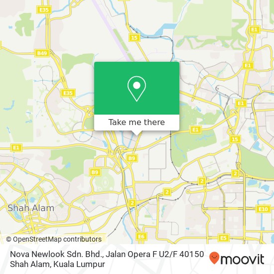 Peta Nova Newlook Sdn. Bhd., Jalan Opera F U2 / F 40150 Shah Alam