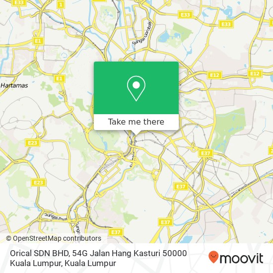 Orical SDN BHD, 54G Jalan Hang Kasturi 50000 Kuala Lumpur map