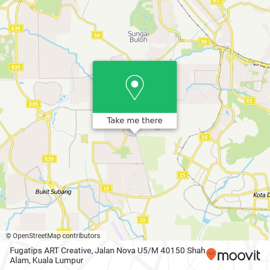 Peta Fugatips ART Creative, Jalan Nova U5 / M 40150 Shah Alam