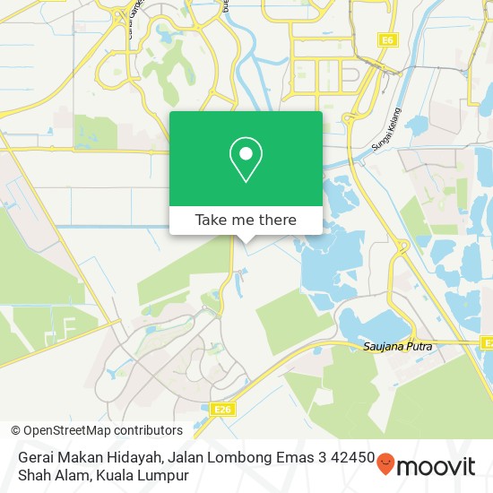 Peta Gerai Makan Hidayah, Jalan Lombong Emas 3 42450 Shah Alam