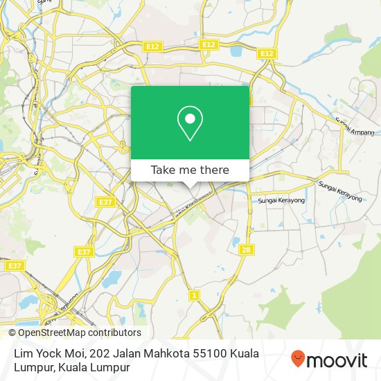 Peta Lim Yock Moi, 202 Jalan Mahkota 55100 Kuala Lumpur