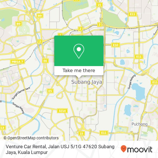 Peta Venture Car Rental, Jalan USJ 5 / 1G 47620 Subang Jaya