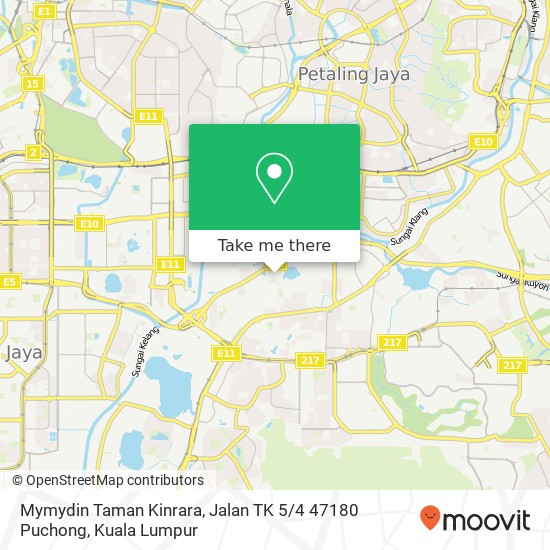 Peta Mymydin Taman Kinrara, Jalan TK 5 / 4 47180 Puchong