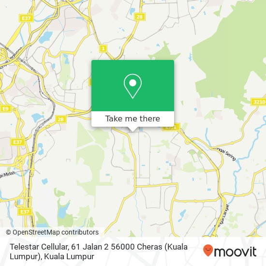 Peta Telestar Cellular, 61 Jalan 2 56000 Cheras (Kuala Lumpur)