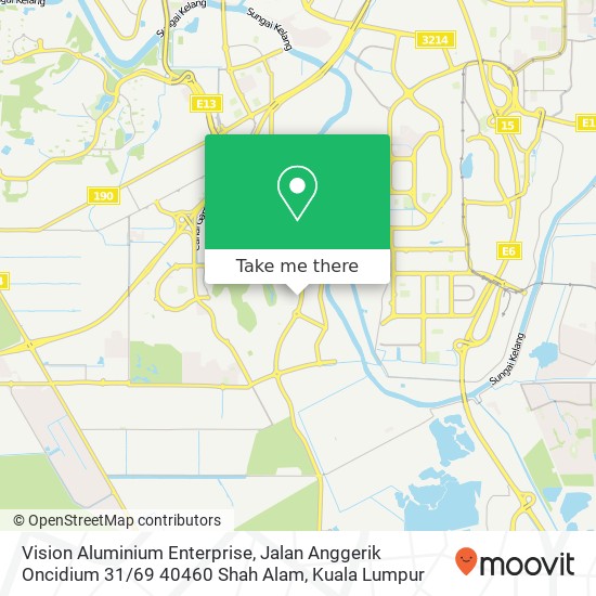 Peta Vision Aluminium Enterprise, Jalan Anggerik Oncidium 31 / 69 40460 Shah Alam
