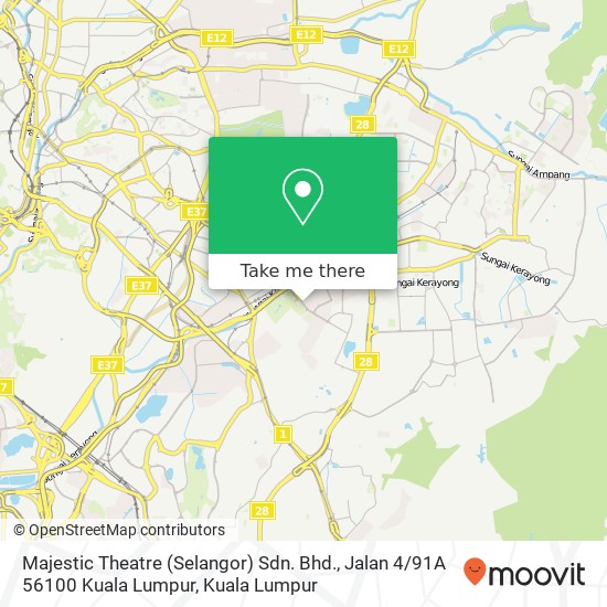 Peta Majestic Theatre (Selangor) Sdn. Bhd., Jalan 4 / 91A 56100 Kuala Lumpur