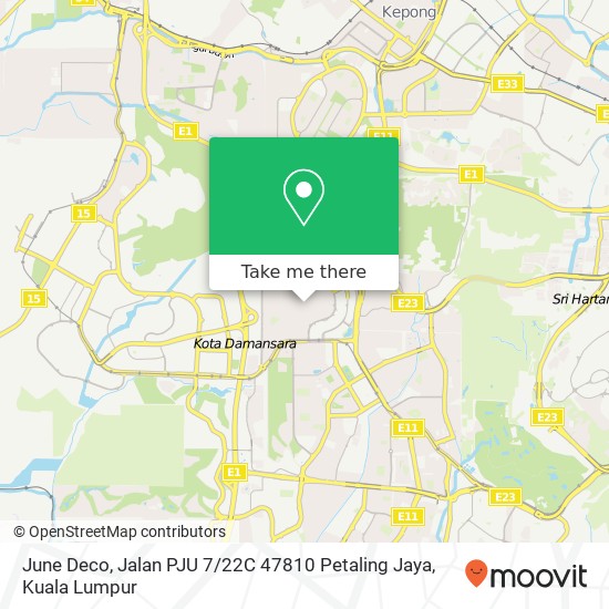Peta June Deco, Jalan PJU 7 / 22C 47810 Petaling Jaya