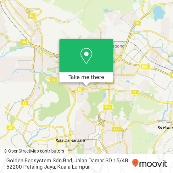 Golden Ecosystem Sdn Bhd, Jalan Damar SD 15 / 4B 52200 Petaling Jaya map