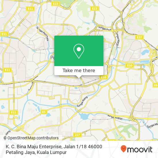 Peta K. C. Bina Maju Enterprise, Jalan 1 / 18 46000 Petaling Jaya