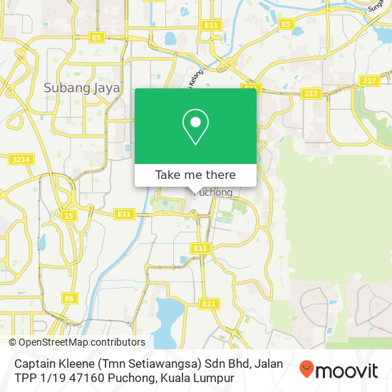 Peta Captain Kleene (Tmn Setiawangsa) Sdn Bhd, Jalan TPP 1 / 19 47160 Puchong