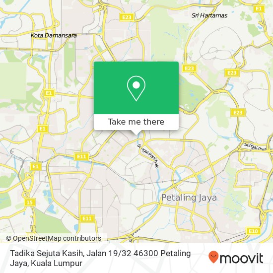 Peta Tadika Sejuta Kasih, Jalan 19 / 32 46300 Petaling Jaya