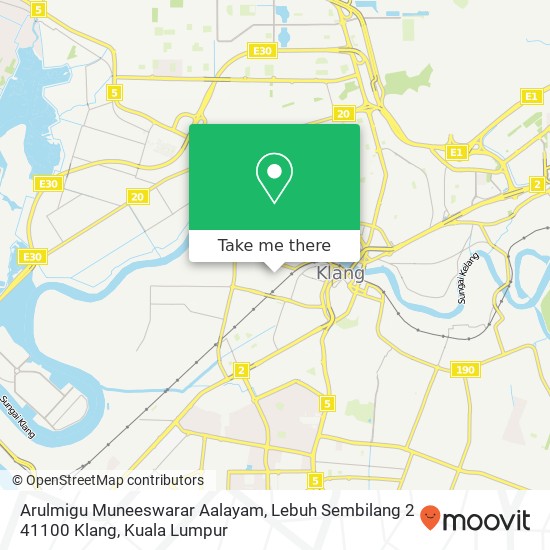 Peta Arulmigu Muneeswarar Aalayam, Lebuh Sembilang 2 41100 Klang