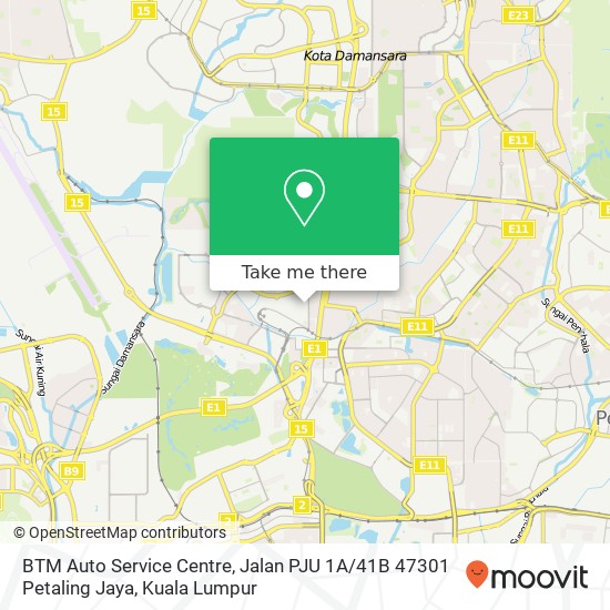 Peta BTM Auto Service Centre, Jalan PJU 1A / 41B 47301 Petaling Jaya