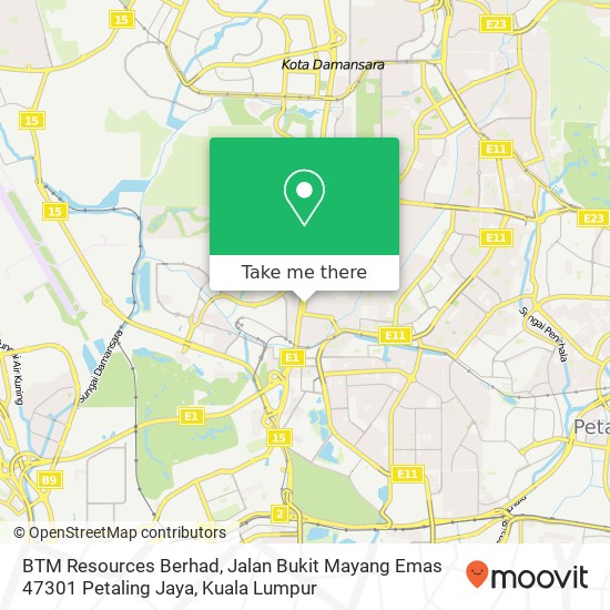 Peta BTM Resources Berhad, Jalan Bukit Mayang Emas 47301 Petaling Jaya