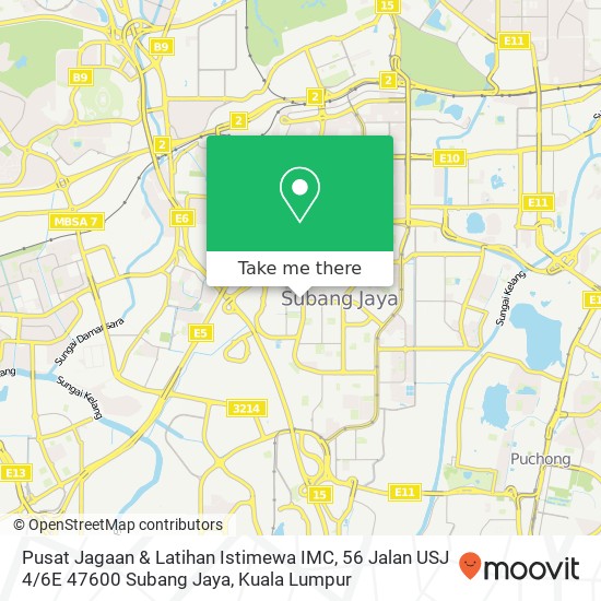 Peta Pusat Jagaan & Latihan Istimewa IMC, 56 Jalan USJ 4 / 6E 47600 Subang Jaya