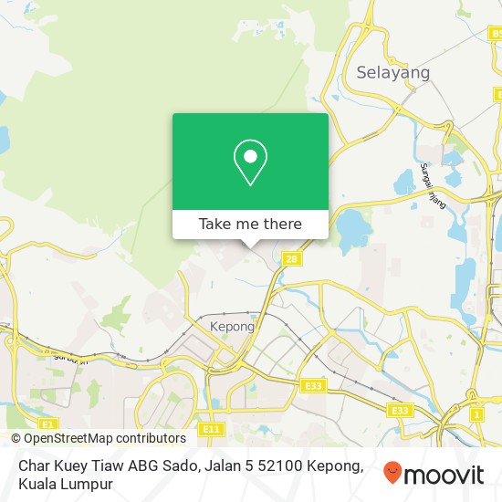 Peta Char Kuey Tiaw ABG Sado, Jalan 5 52100 Kepong