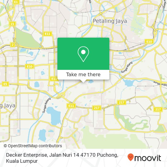 Peta Decker Enterprise, Jalan Nuri 14 47170 Puchong