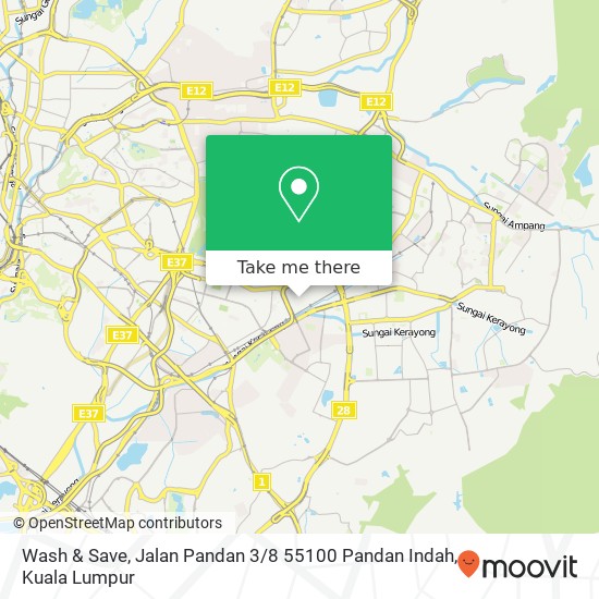 Peta Wash & Save, Jalan Pandan 3 / 8 55100 Pandan Indah