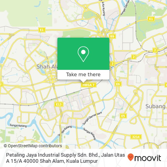Peta Petaling Jaya Industrial Supply Sdn. Bhd., Jalan Utas A 15 / A 40000 Shah Alam