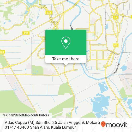 Peta Atlas Copco (M) Sdn Bhd, 26 Jalan Anggerik Mokara 31 / 47 40460 Shah Alam