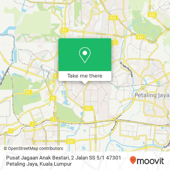 Peta Pusat Jagaan Anak Bestari, 2 Jalan SS 5 / 1 47301 Petaling Jaya