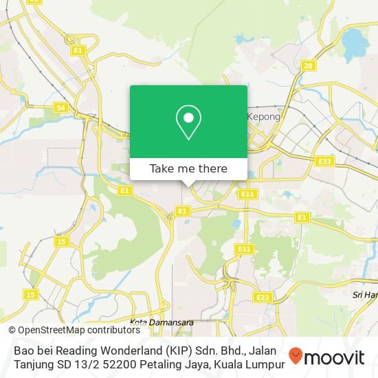 Peta Bao bei Reading Wonderland (KIP) Sdn. Bhd., Jalan Tanjung SD 13 / 2 52200 Petaling Jaya