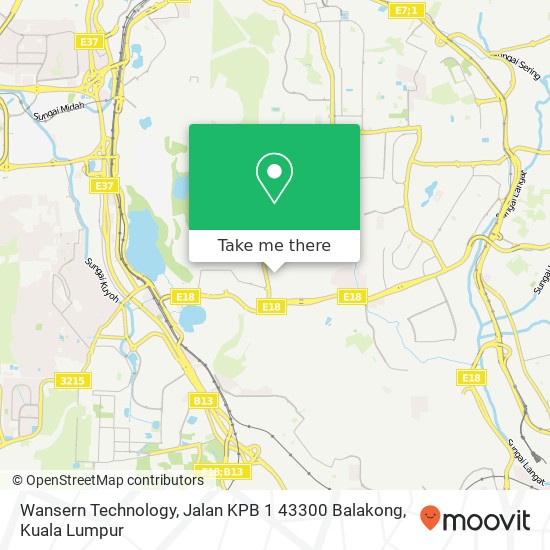 Peta Wansern Technology, Jalan KPB 1 43300 Balakong