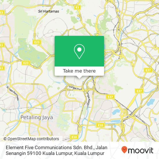 Peta Element Five Communications Sdn. Bhd., Jalan Senangin 59100 Kuala Lumpur