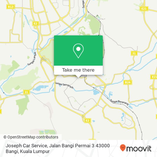 Peta Joseph Car Service, Jalan Bangi Permai 3 43000 Bangi