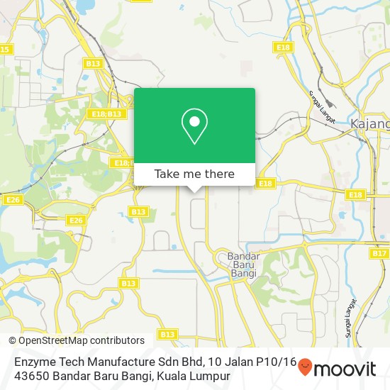 Peta Enzyme Tech Manufacture Sdn Bhd, 10 Jalan P10 / 16 43650 Bandar Baru Bangi