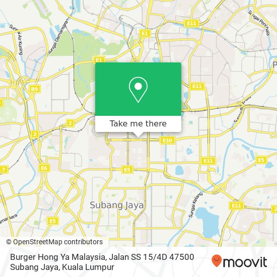 Peta Burger Hong Ya Malaysia, Jalan SS 15 / 4D 47500 Subang Jaya