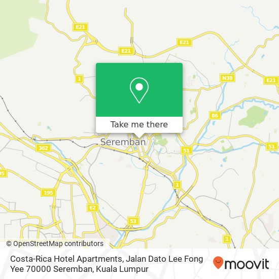 Peta Costa-Rica Hotel Apartments, Jalan Dato Lee Fong Yee 70000 Seremban