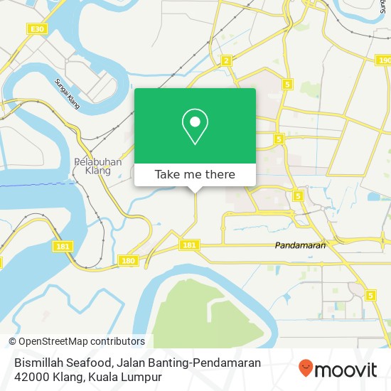 Peta Bismillah Seafood, Jalan Banting-Pendamaran 42000 Klang