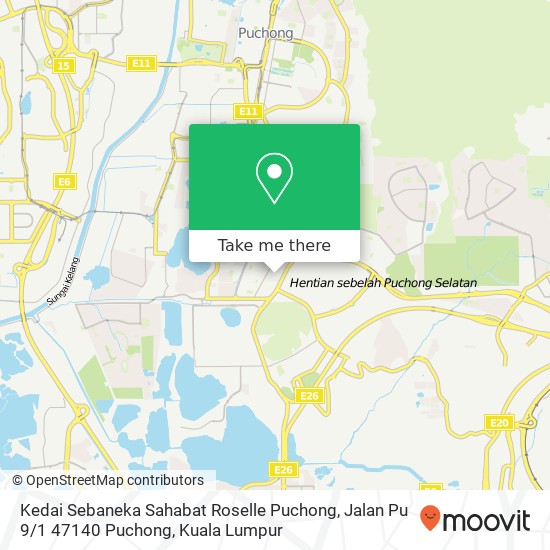 Peta Kedai Sebaneka Sahabat Roselle Puchong, Jalan Pu 9 / 1 47140 Puchong