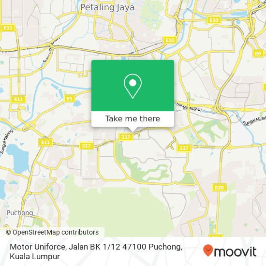 Motor Uniforce, Jalan BK 1 / 12 47100 Puchong map