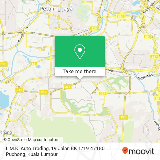 L.M.K. Auto Trading, 19 Jalan BK 1 / 19 47180 Puchong map