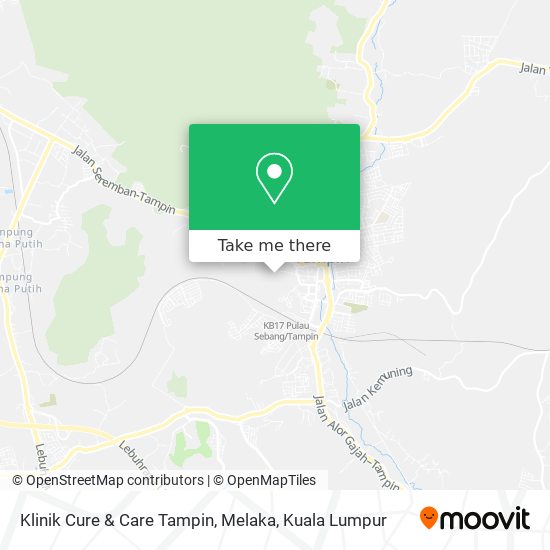 Peta Klinik Cure & Care Tampin, Melaka